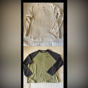 Bundle! Hurley Men's Long Sleeve Tee and Lucky Brand long sleeve shirt, medium
